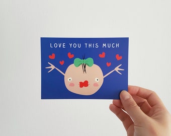 Love you postcard, Cute Valentine card