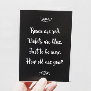 Roses are red - Funny Valentine card, Love greeting card, Black typography card