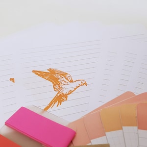 Snail mail kit, Letter writing set Pink & Orange image 5