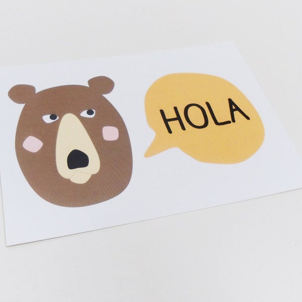 Postal oso hola, Tarjeta bocadillo saludo