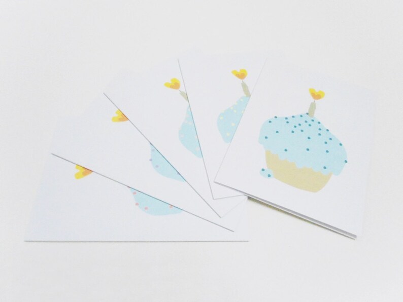 Birthday card, Cupcake greeting Blue 画像 3
