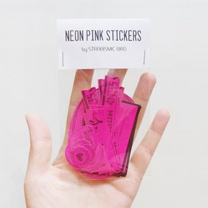 Neon pink stickers for snail mail image 1