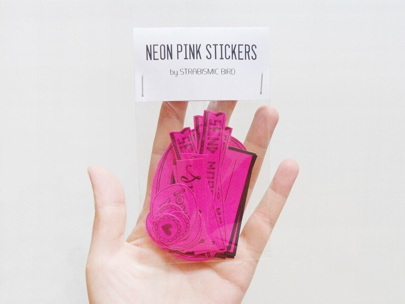 Neon pink stickers for snail mail image 1