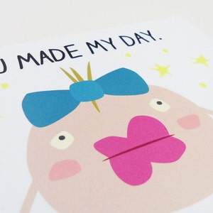Thank you postcard, Funny gratitude card, Brown recycled envelope