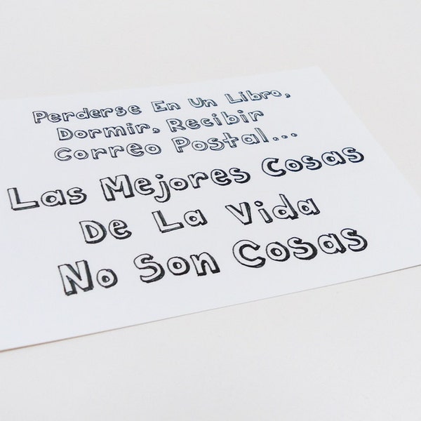 Postal las mejores cosas de la vida, Tarjeta frase