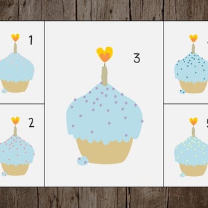 Birthday card, Cupcake greeting Blue 画像 5