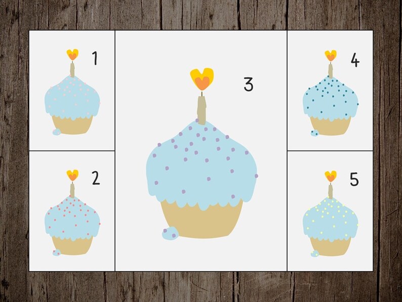 Birthday card, Cupcake greeting Blue 画像 5