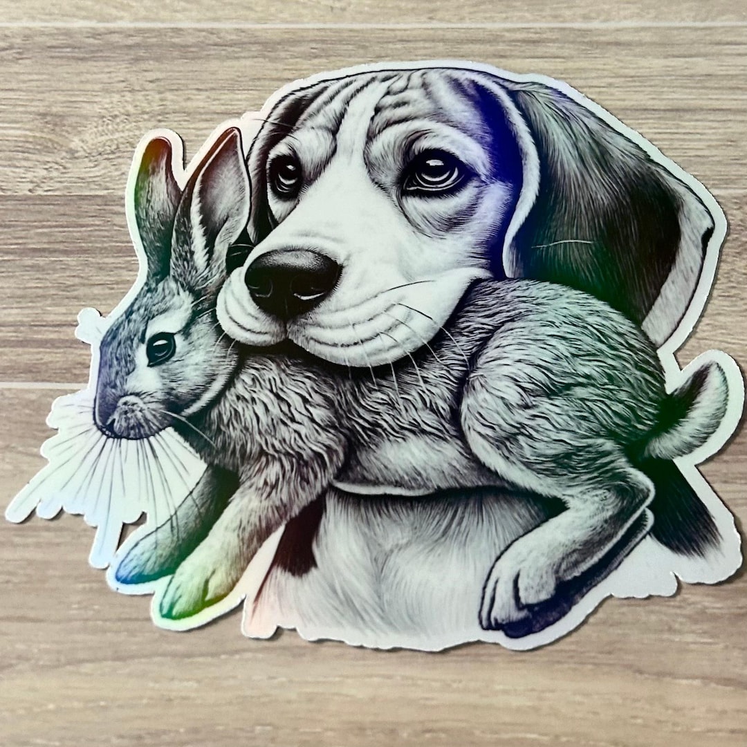 Beagle Hunting Rabbit Car Decal - Waterproof Bumper Sticker - Etsy
