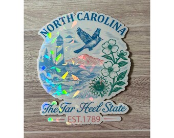 NC State Holographic Sticker: Waterproof Laptop Decal