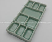 Rare Light Green Porcelain Palette for Chinese Water Color Sumi-e Painting, Calligraphy