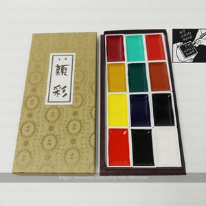 Japanese Gansai Fine ezumi Mei ink Base Color 6 Colors boku-undo 