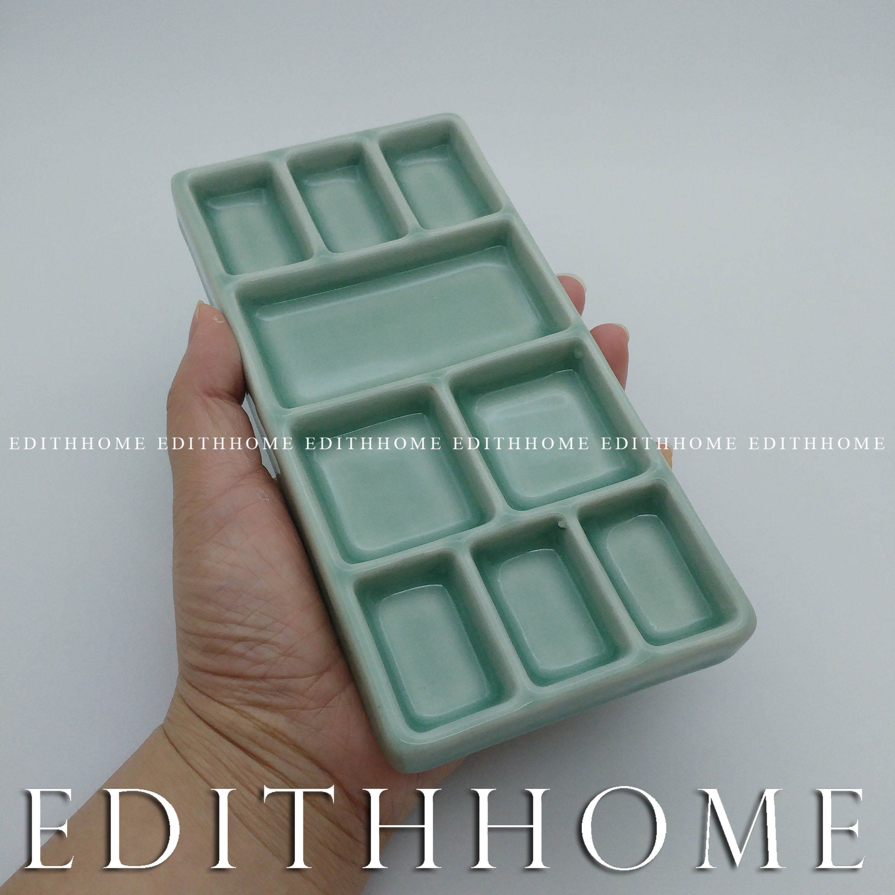 Rare Light Green Porcelain Palette for Chinese Water Color Sumi-e Painting,  Calligraphy 