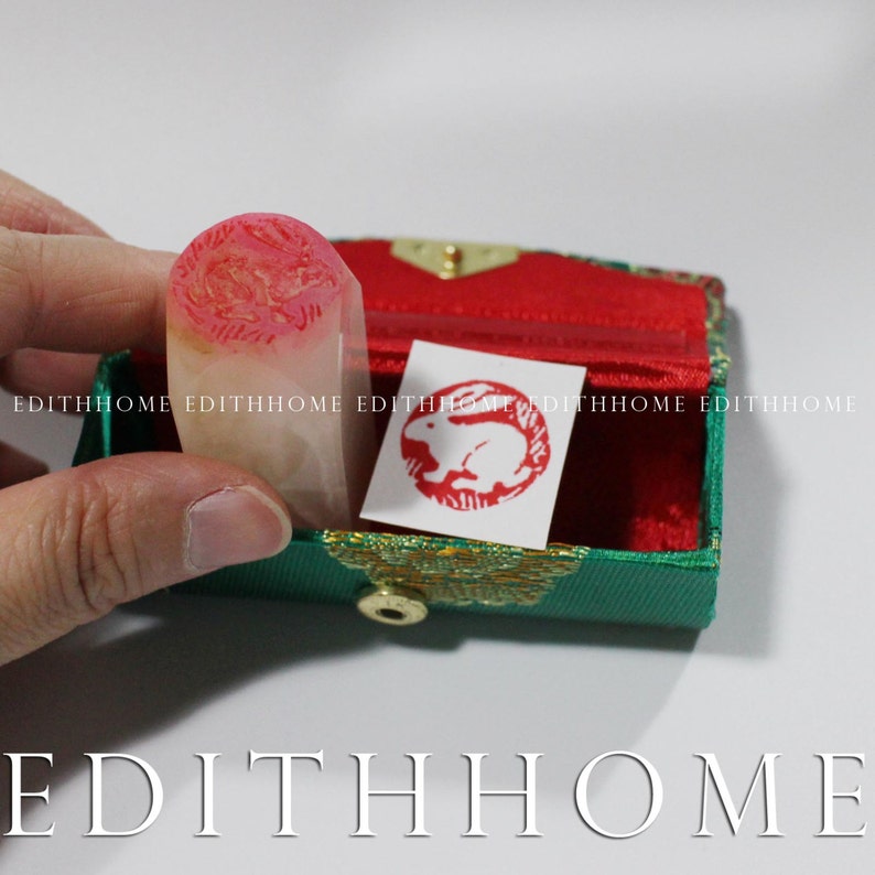2cm Chinese Zodiac Rabbit Year Stamp Chop Rabbit Stone Seal Free Shipping Round w Gift Box