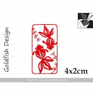 4 x 2cm Sigillo di pietra - [GoldFish] Fish Stamp Chop