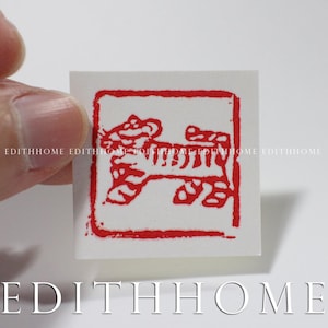 Tiger Stone Seal - Tigre cinese (stile di taglio della carta popolare) Stamp Chop w /. Confezione Regalo