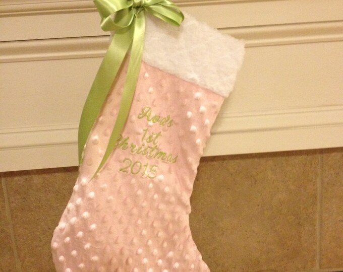 Personalized Baby's First Christmas Stocking Handmade Baby Girl 1st