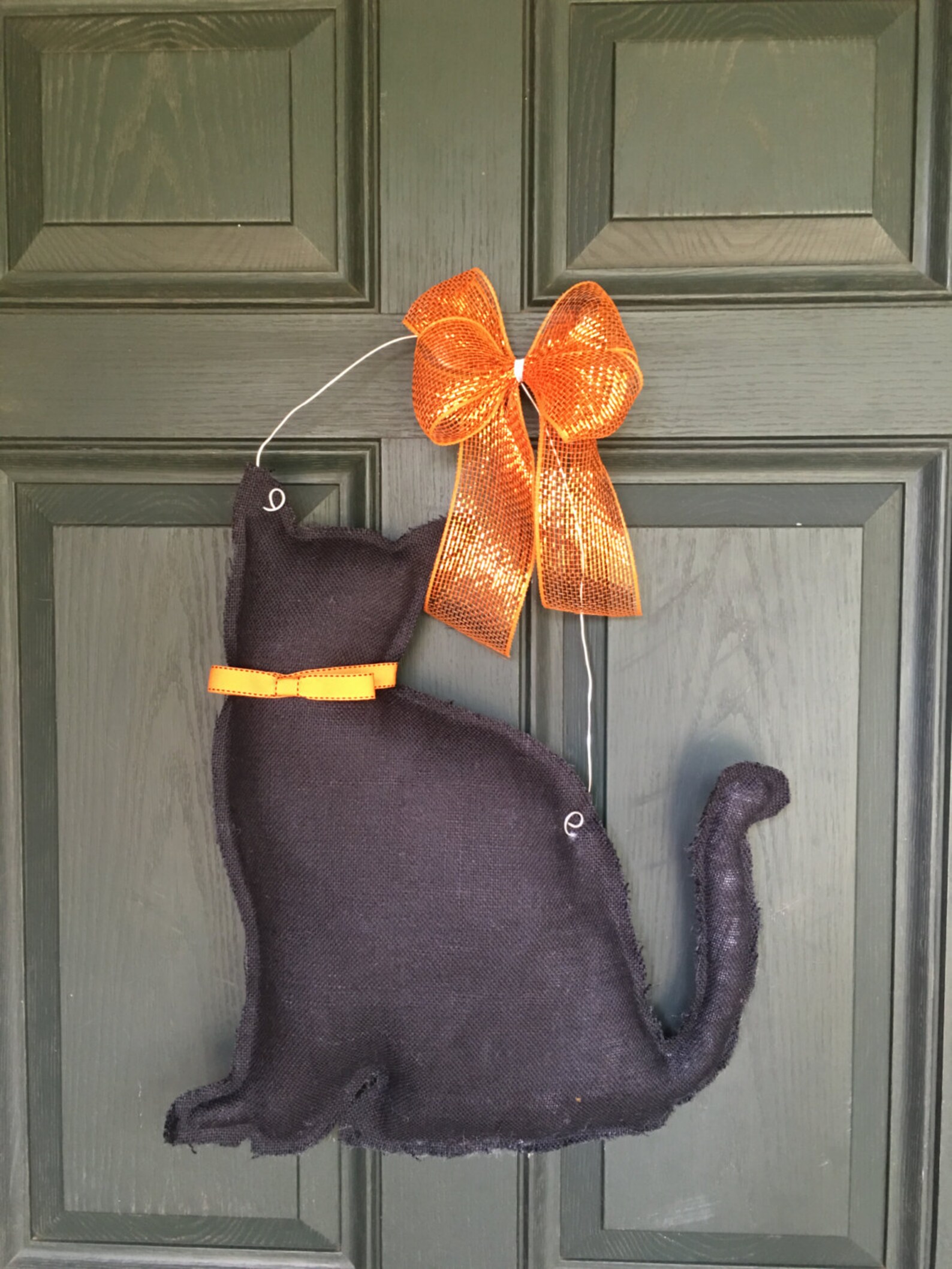 Halloween Black Cat Burlap Door Hanger Halloween Door Hanger Etsy
