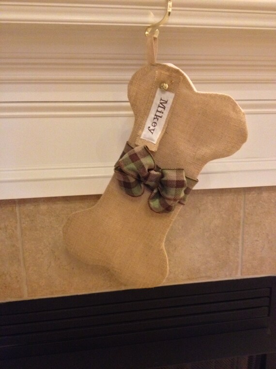 Personalized Burlap Dog Bone Stocking Dog Stocking Holiday Etsy
