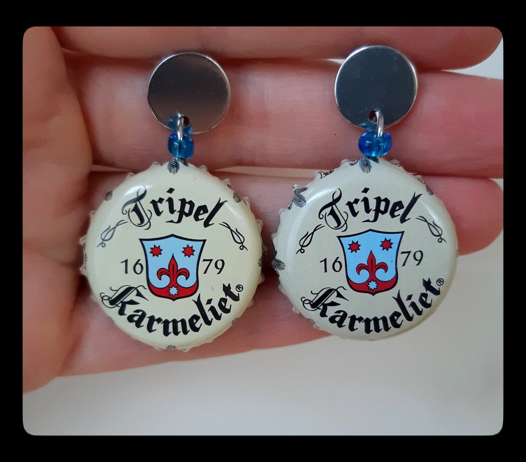 Tripel Karmeliet Earrings Recycled Beer Cap Earrings Funny Etsy