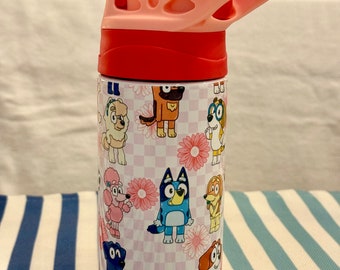 12 oz. Kids Sports Bottle, Water Tumbler, Blue Heelers and Daisies, Personalized