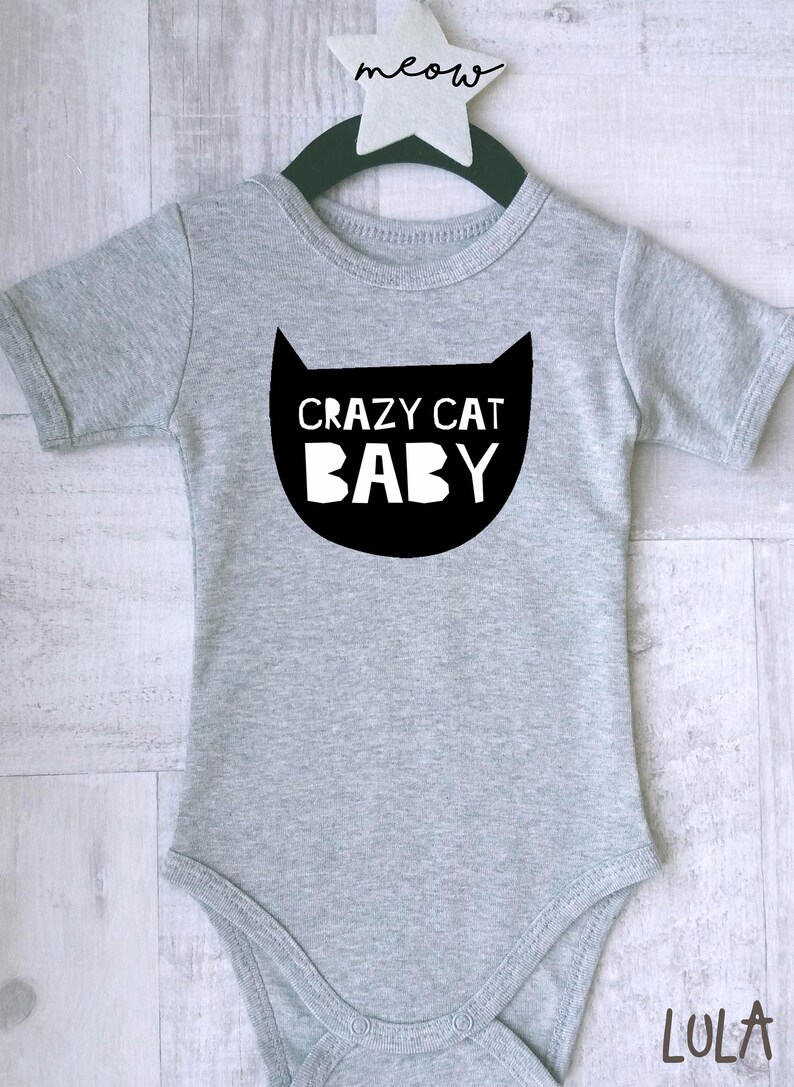 Crazy cat baby clothes, Cute and funny baby romper with cat print, Cat baby clothes, Meow baby clothes 