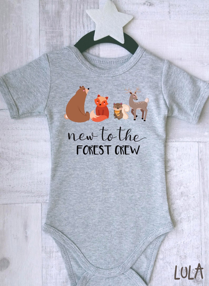Cute baby clothes Funny Baby Clothes New To The Forest Crew Animal baby clothes Hipster baby clothes