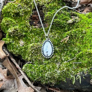 Silver and Turquoise Pendant - Handcrafted Necklace - 20 inches