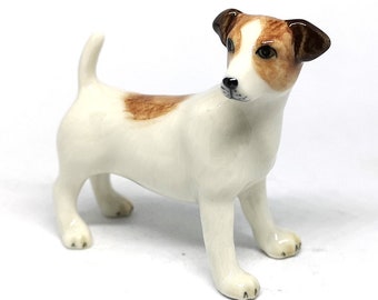 Jack Russell Terrier Figurine Hand Painted Collectible Statue Brown//Wht Smooth