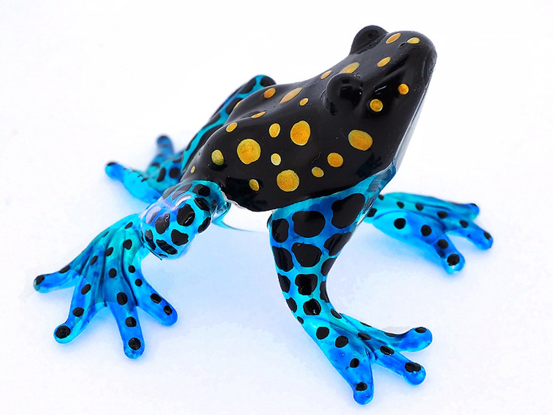 Glass Frog Figurines Collectibles Hand Blown Painted Art Etsy