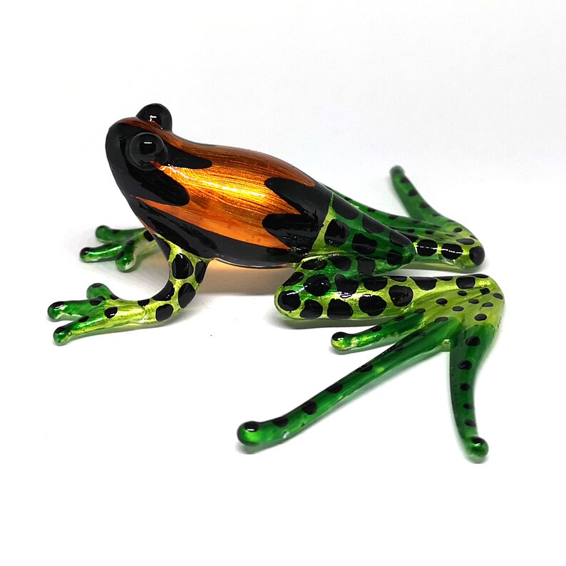 ZOOCRAFT Collectible Frog Figurines Green Blown Glass Hand Etsy