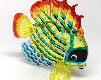 Hand Blown Glass Fish Figurine: Tropical Aquarium Decor
