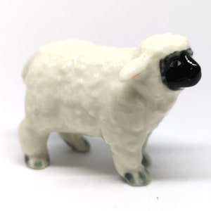 Hand Painted Ceramic Sheep Figurine: Farmhouse Decor