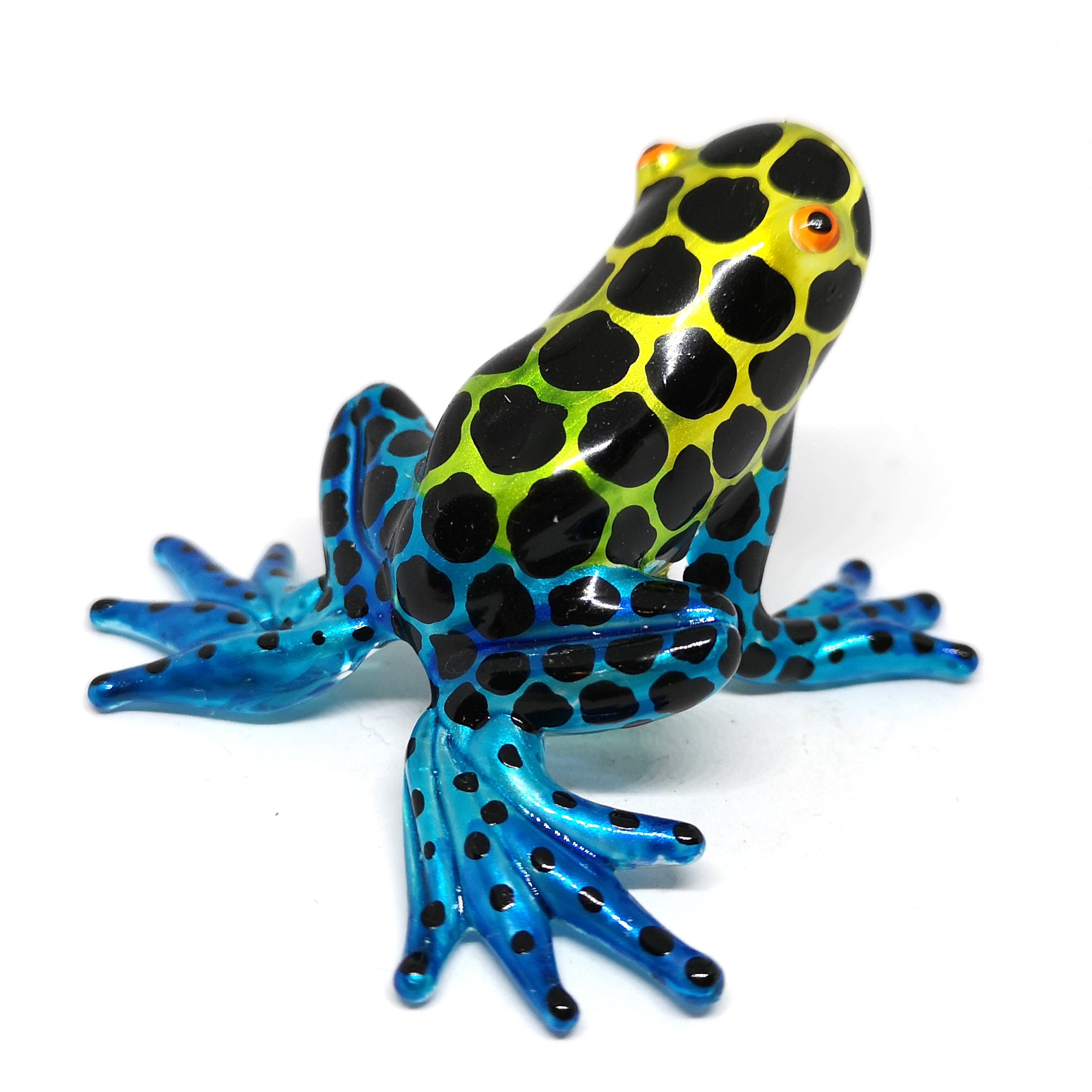 Glass Frog Figurines Collectibles Hand Blown Painted Art Etsy