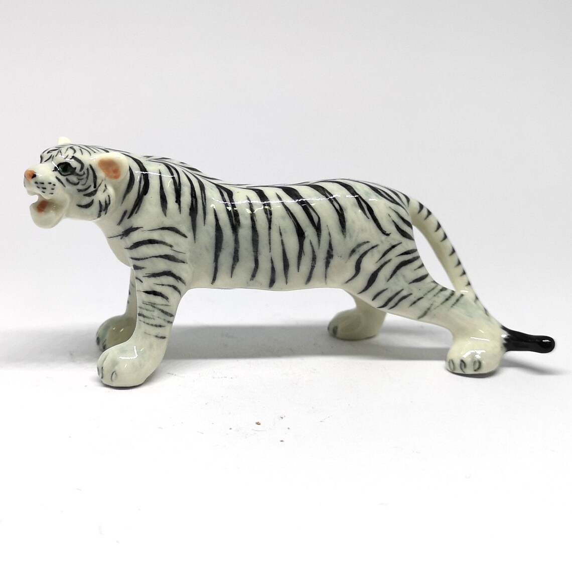 ZOOCRAFT Porcelain White Tiger Statue Wildlife Miniature Hand Etsy