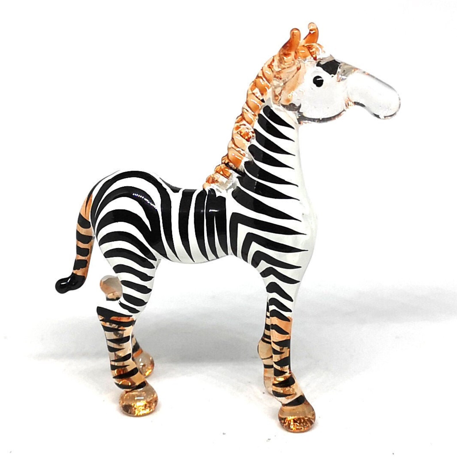 Glass Zebra Figurine Collectible Hand Blown Lampwork Glass Etsy