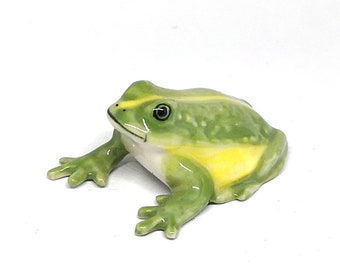 ZOOCRAFT Ceramic Green Frog Figurine Miniatures Craft Collectible Garden Decoration Prop