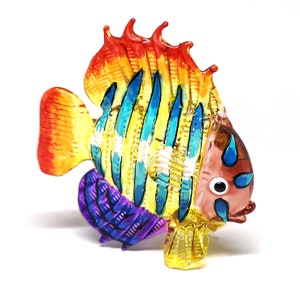 ZOOCRAFT Tropical Glass Sea Fish Figurine Hand Blown Art Sealife Collectible Miniature Aquarium Decor