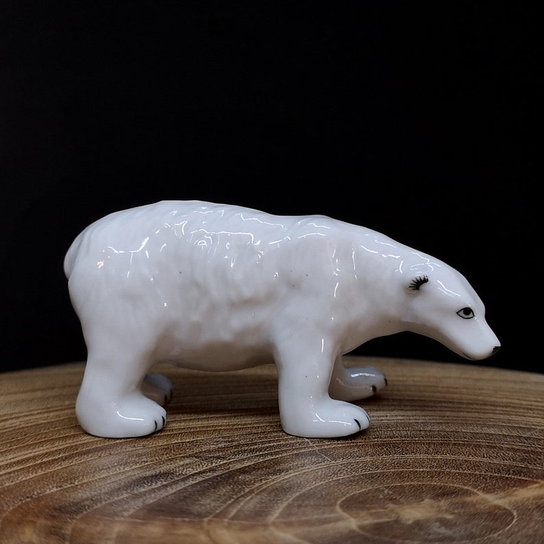 Download Zoocraft Ceramic Polar Bear Miniature Figurine Sculpture Arctic Animal Collectible Standing Garden Home Decor Diy Project Craft Sculpture Art Collectibles