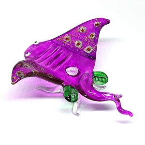 Glass Figurine Purple Stingray - Underwater Handicraft Miniature Hand Blown - Aquarium Decor - Personalized Gift