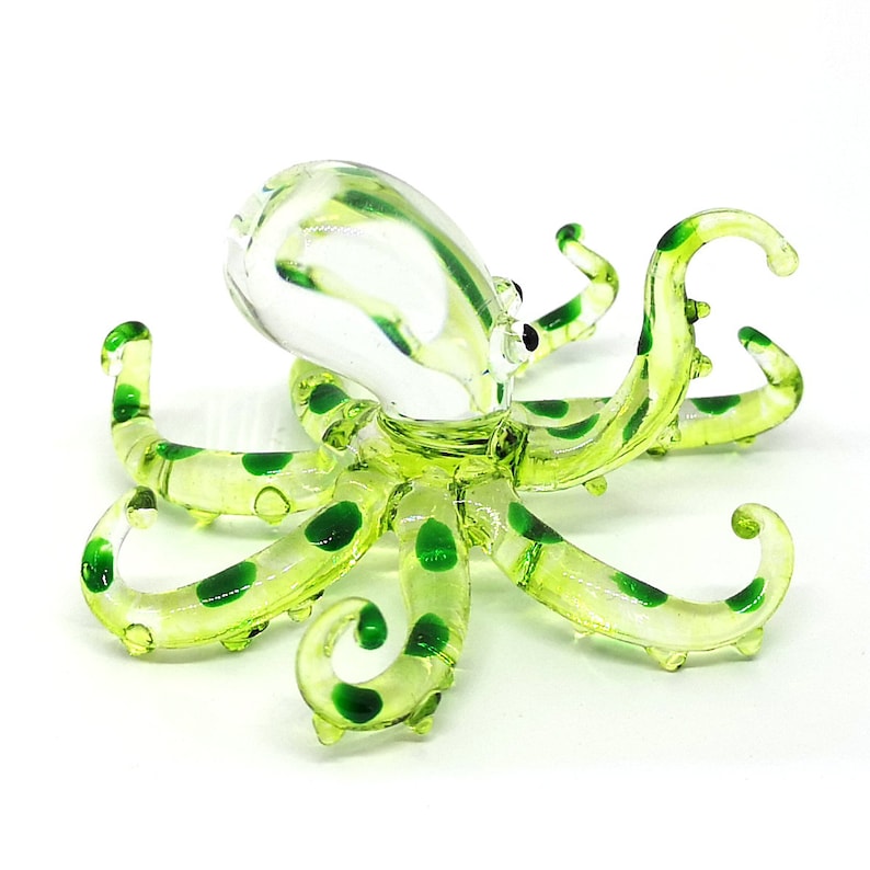 Aquarium Glass Octopus Figurine Green Hand Blown Miniature - Etsy