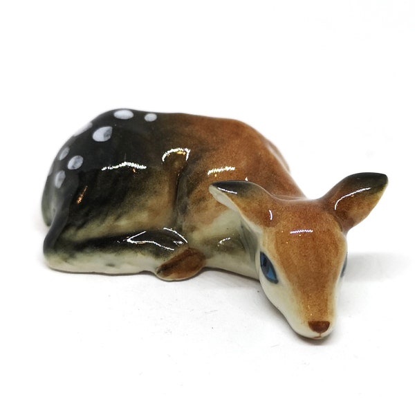 ZOOCRAFT Ceramic Deer Bambi Figurine Craft Miniature Collectible Porcelain Wildlife Animal DIY Craft Project Gift