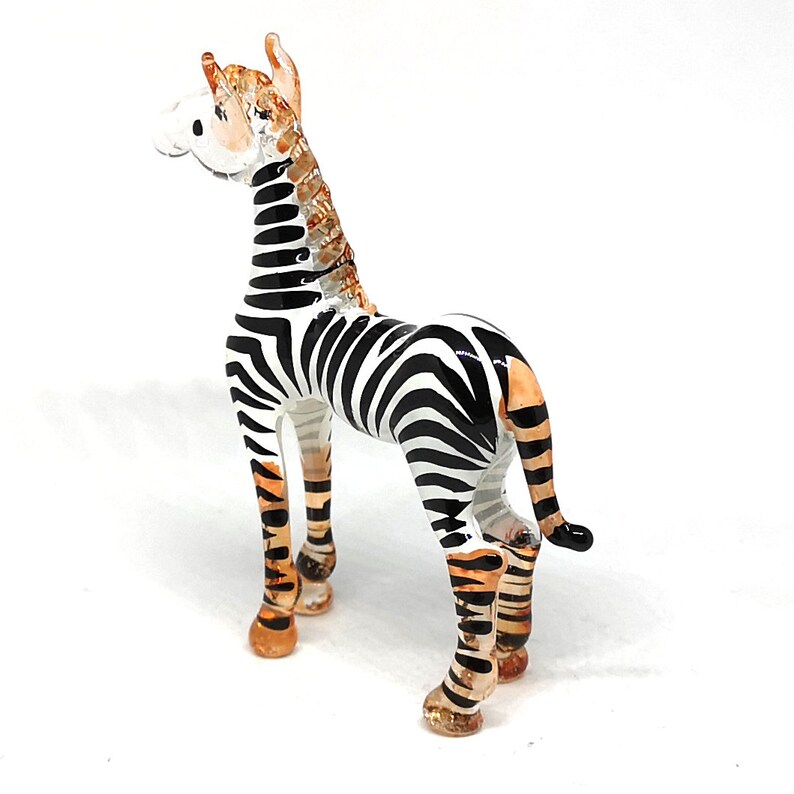 Glass Zebra Figurine Collectible Hand Blown Lampwork Glass Etsy