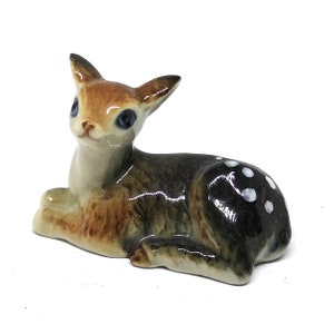 ZOOCRAFT Ceramic Deer Bambi Figurine Craft Miniature Collectible Porcelain Wildlife Animal DIY Gift