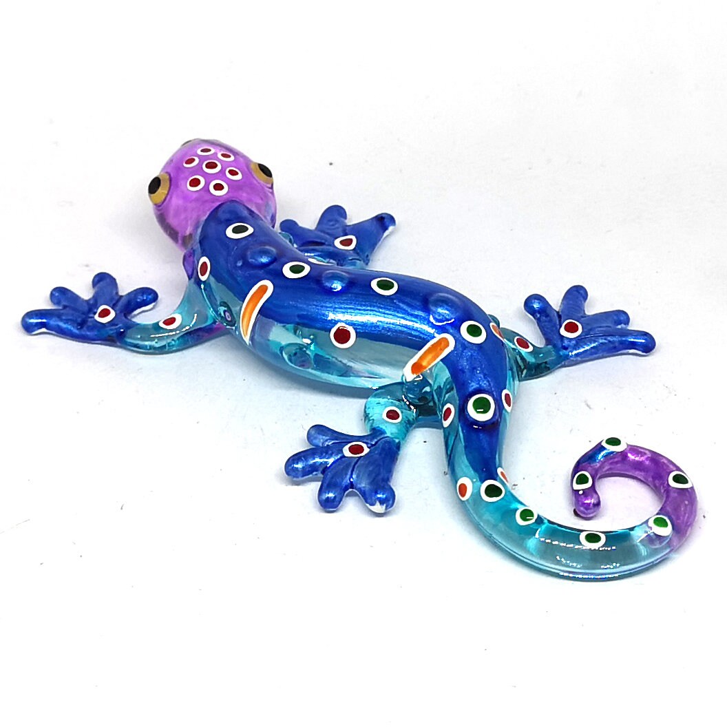 Hand Blown Glass Gecko Figurine Miniature Lizard Animal Etsy