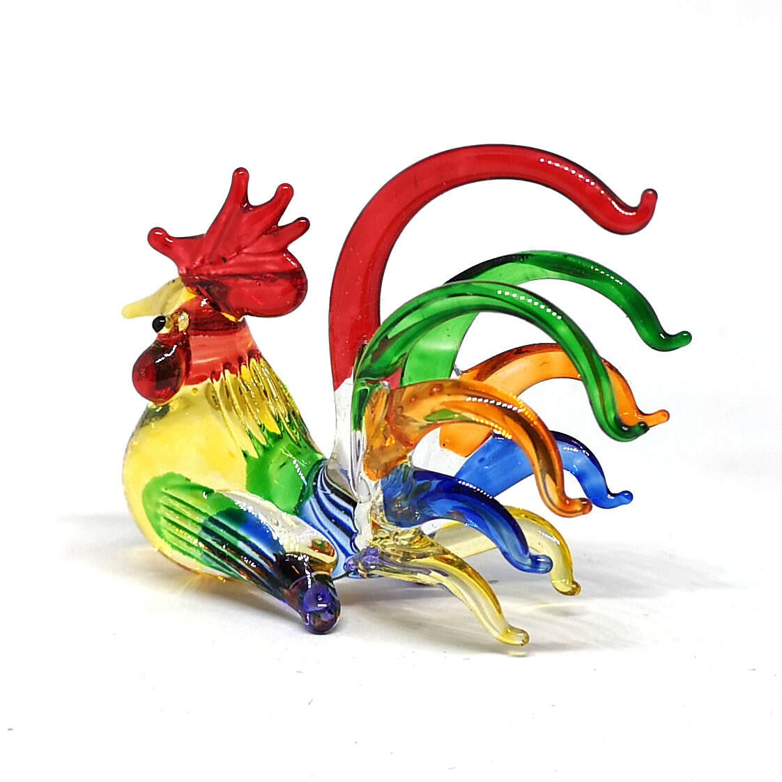 Hand Blown Glass Chicken Figurine Glass Rooster Lampwork Etsy