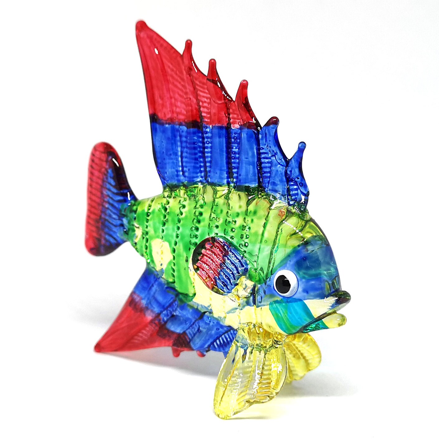 BLOWN GLASS Fish Angelfish Sculpture Lampwork HANDMADE Figurine BLOWN GLASS Fish Angelfish Sculpture Lampwork HANDMADE Figurine