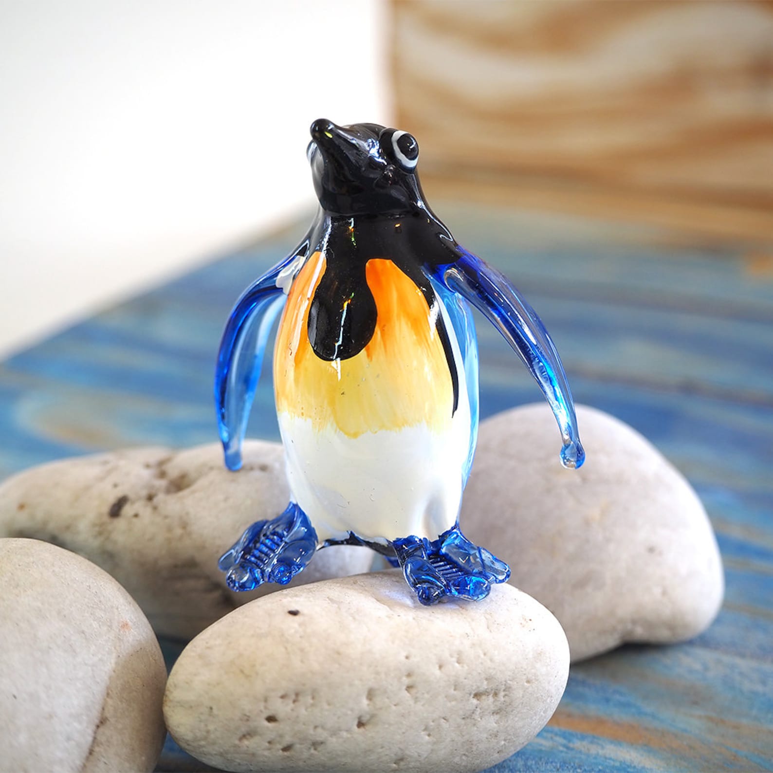 ZOOCRAFT Blown Glass Penguin Figurine Blue Polar Animal | Etsy