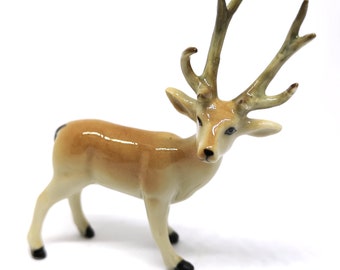 Hand-Painted Ceramic Deer Figurine, Miniature Animal Collectible