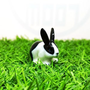 ZOOCRAFT Mini Rabbit Bunny Figurine Ceramic DIY Fairy Garden Terrarium Decor - Personalized Gift