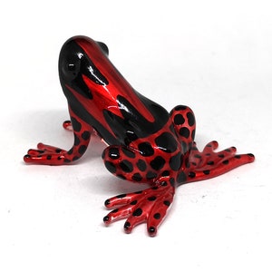 Glass Frog Figurines Collectibles Red - Hand Blown Art Glass - Poison Dart Frog Animals Miniature - Garden Decor Animal - Personalized Gift